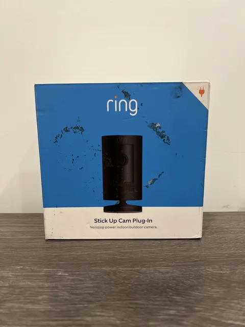 Ring Stick Up Cam Plug-in Wired Indoor/Outdoor Camera Black