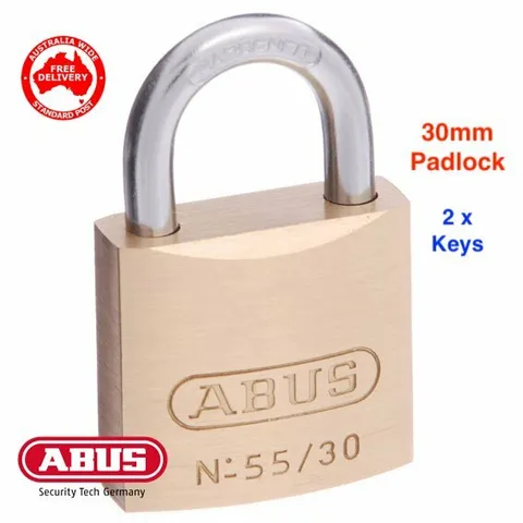 Padlock 55/30 30mm -KEYED ALIKE Brass Bodied ABUS Padlocks-FREE POSTAGE
