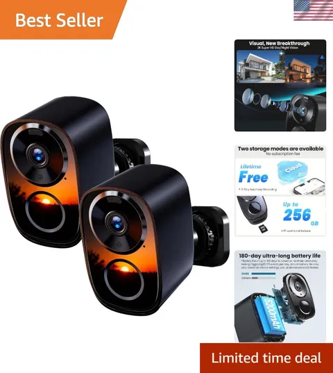 2026 Upgraded 2-Pack Wireless Security Cameras - 2K UHD with Color Night Vision