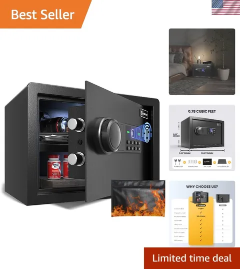 Biometric Safe with Fireproof Waterproof Bag, 0.78 CuFt Small Safe | Money Sa...