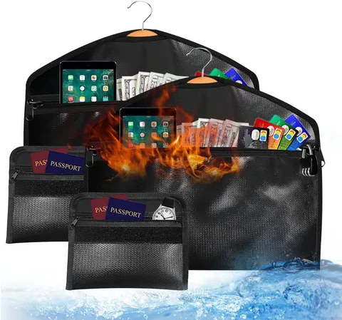 Hanger Diversion Fireproof & Waterproof Safe with Lock & Small Fireproof Bag, Se