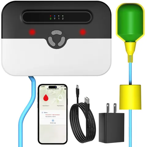 WiFi Sump Pump Alarm with Backup Battery, Smart High/Low Water Level Monitor ...