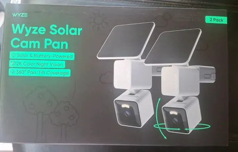 Wyze Solar Cam Pan 2 Pack 2K Battery Security Cameras w/ Solar Panels New