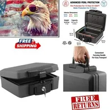 Fireproof and Waterproof Portable Safe for Home or Travel - 14.3x13 in