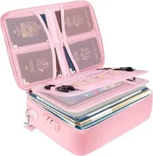 BALEINE Fireproof Document Box with Lock, Portable Fireproof Document Bag Wat...