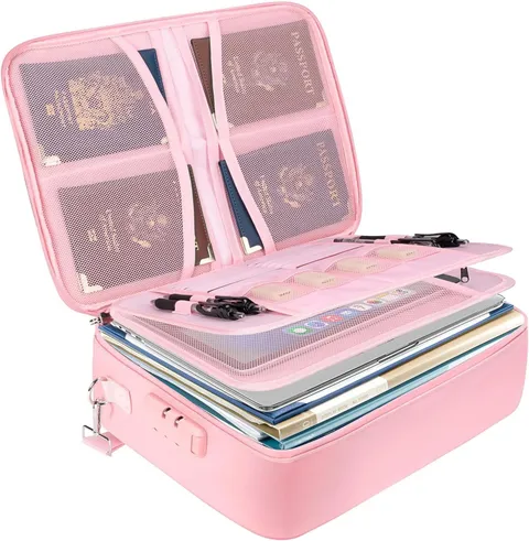 BALEINE Fireproof Document Box with Lock, Portable Fireproof Document Bag Wat...