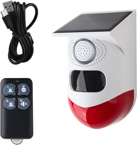 Smart Solar Strobe Light, 2.4G Wifi Solar Alarm Light Motion Detector 120Db Soun