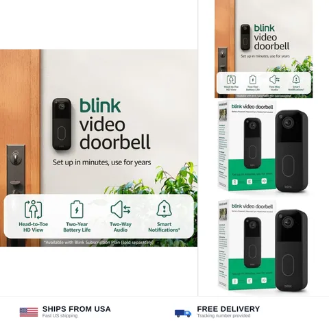 Blink Video Doorbell – Head-to-toe HD view, two-year battery life, and simple...