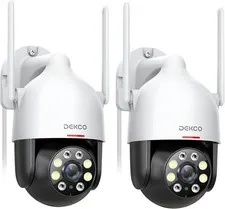 2K Outdoor WiFi Security Camera, Pan-Tilt Dome 2-Camera Kit
