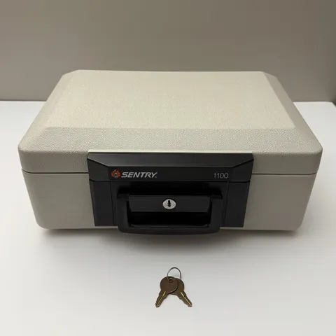 Sentry 1100 Portable Fire Safe Security Box Chest Lockbox With Handle & Key