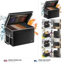 DocSafe File Box Fireproof File Storage Organizer with Lid,Collapsible Docume...