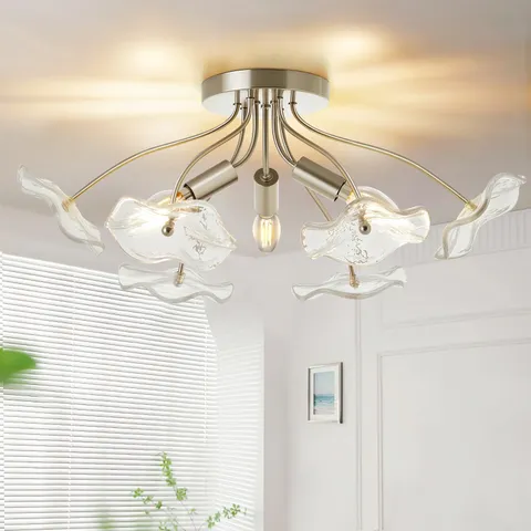 Luvkczc Semi Flush Mount Ceiling Light, Brushed Nickel