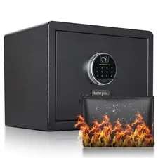 1.2 Cubic Fingerprint Fireproof Home Safe With Fireproof Document Bag, Digita...