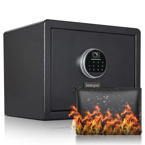 1.2 Cubic Fingerprint Fireproof Home Safe With Fireproof Document Bag, Digita...