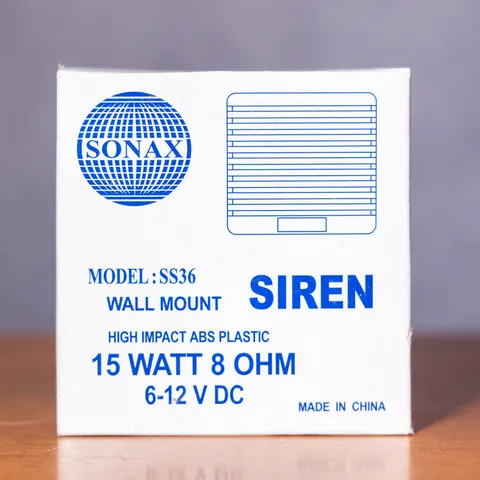 Sonax SS36 Wall Mount Siren 15W 8 Ohm 6-12V DC New in Box
