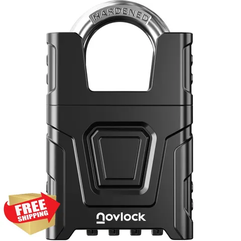 NOVLOCK Heavy Duty Outdoor Combination Lock with 0.32" Cut-Resistant Shrouded...