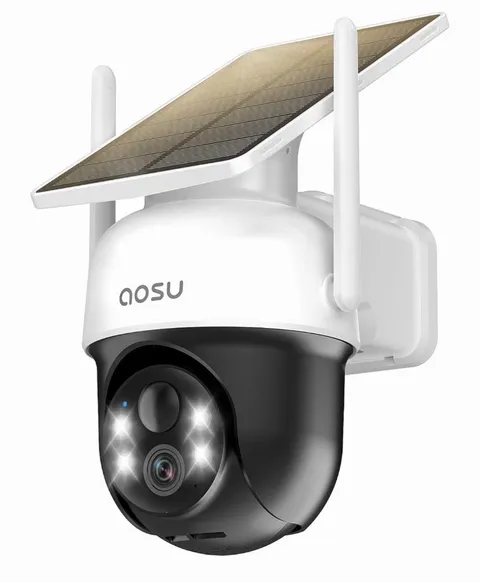 AOSU Solar Security Camera 360° Panoramic 2K Auto Tracking - New Sealed