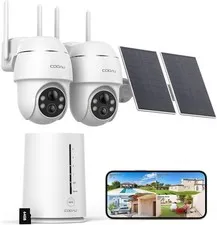 COOAU 4MP Solar Security Camera Outdoor 360° PTZ Night Vision, Motion Detection