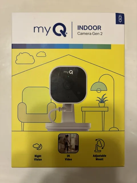myQ Indoor Camera Gen 2 2K Wi-Fi Indoor Security Cam Night Vision, Sealed Box