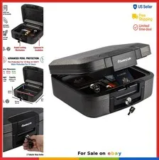 Fire Water Resistant Chest Safe 0.28 Cu Ft Key Lock Portable Document Storage