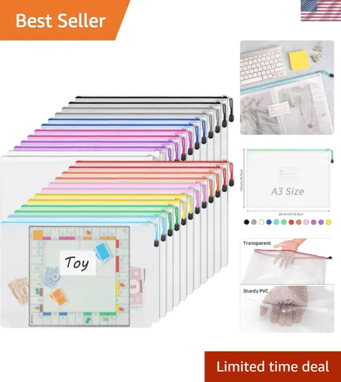 Extra Large 24pcs PVC Zipper Pouch Collection - Ideal for Office and Travel