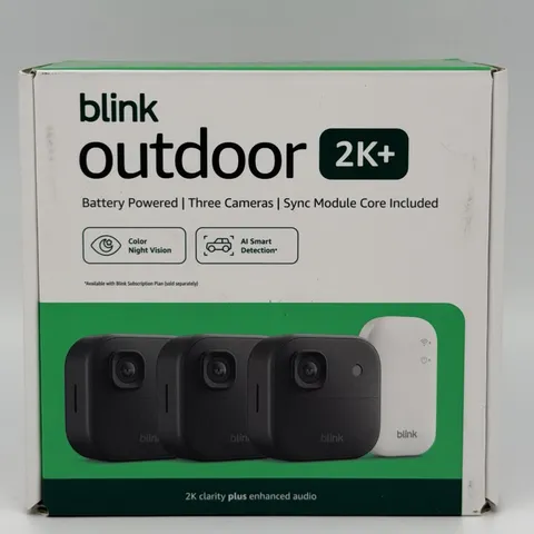 Blink Outdoor 2K+ Wireless Security Camera 3‑Camera System + Sync Module – New