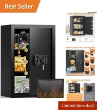 Sturdy 21.65" Steel Safe Box - Fireproof & Anti-Theft with Backup Keys & Alerts