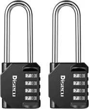 2 Pack  2.6 Inch Long Shackle Combination Lock, 4 Digit Outdoor Waterproof Padlo