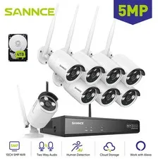 SANNCE Wireless 10CH NVR HD 5MP IP WIFI Security Camera System 2 Way Audio AI 
