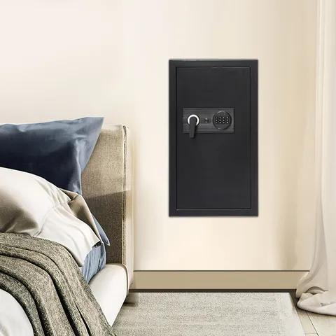 25.59" Tall Wall Safe Steel Wall-mounted Safe w/ Keys, Hidden Wall Safe for Home