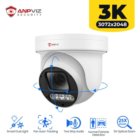 Anpviz 6MP PoE PTZ Camera Outdoor Security IP Camera, 5X Optical Zoom, NDAA