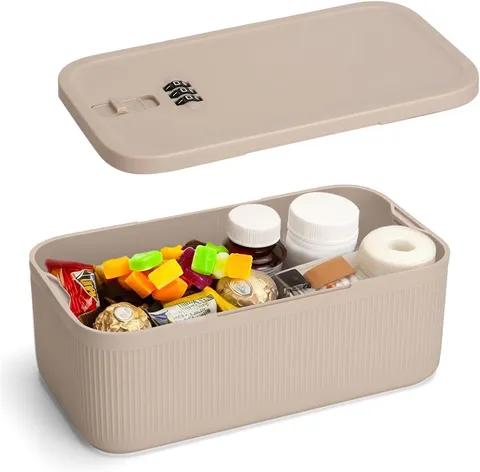 Small Locked Box for Med, Small Medicine Lockbox with Code, Lockable Storage Box