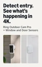 Ring Doorbell Camera Pro White Wireless Security Camera with 4 Door and Window