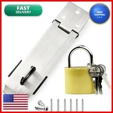 Arlai 4" Stainless Steel Latch Lock Padlock Hasp Set for Shed