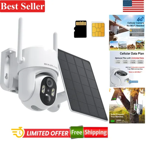 4G LTE Cellular Security Camera No WiFi 2K Solar Outdoor Wireless With SIM Card