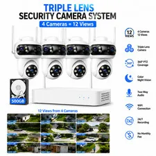 Wireless Security Camera System Outdoor WiFi Camera 24/7 Recording Auto Tracking