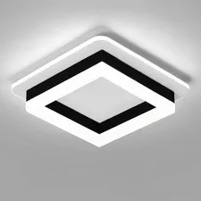 Square Modern Led Ceiling Light Fixture, 24W Black Flush Mount 1 Pack,