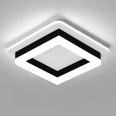Square Modern Led Ceiling Light Fixture, 24W Black Flush Mount 1 Pack,