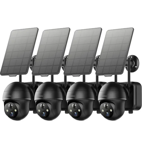 ZUMIMALL 2K Solar Security Cameras Wireless Outdoor 4-Pack, 4 Black 3MP