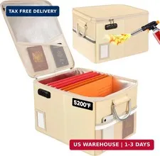 5200°F Fireproof Document Box, Fire Important Document Organizer with Lock, Upgr
