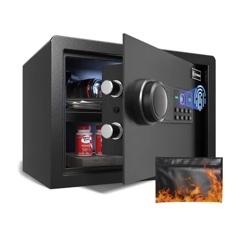 XDeer Biometric Safe with Fireproof Waterproof Bag, 0.78 CuFt Small Safe | Mo...