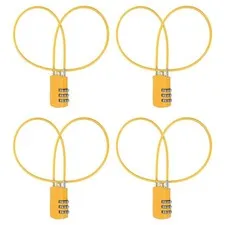 4 Pcs 3 Digit Luggage Cable Combination Lock with 20" Long Cable, Yellow
