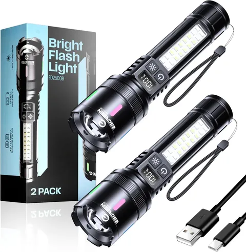 Esgreen 20000 Lumen LED Rechargeable Flashlight 2 Pack USB-C Portable Handheld