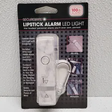 Securebrite Lipstick Alarm LED Light Keychain White Gray Marble Design