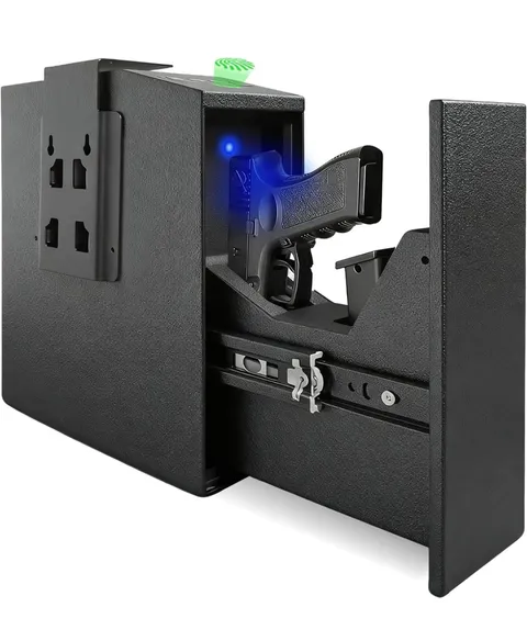 Biometric Gun Safe for Handgun Auto Sliding Drawer Quick Access Fingerprint Lock