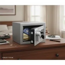 Versatile 9.1x6.7” Steel Electronic Safe Box - Wall/Floor Mounted Secure Storage