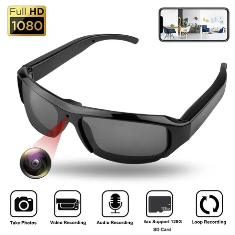 HD 1080P Mini Glasses Camera Wearable Portable Outdoor Security Sports DV DVR Vi