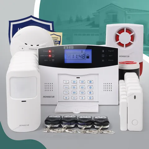 HOMSECUR Wireless &wired WIFI 4G Burglar Intruder Alarm System+Red Flash Siren