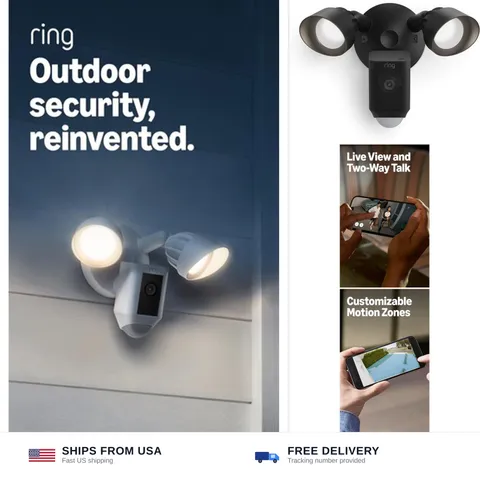 Ring Floodlight Cam Wired Plus, Outdoor home or business security with motion...
