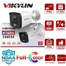 Vikylin 5MP 3K Security PoE IP Camera Full-Color Outdoor Onvif Wired NDAA CCTV